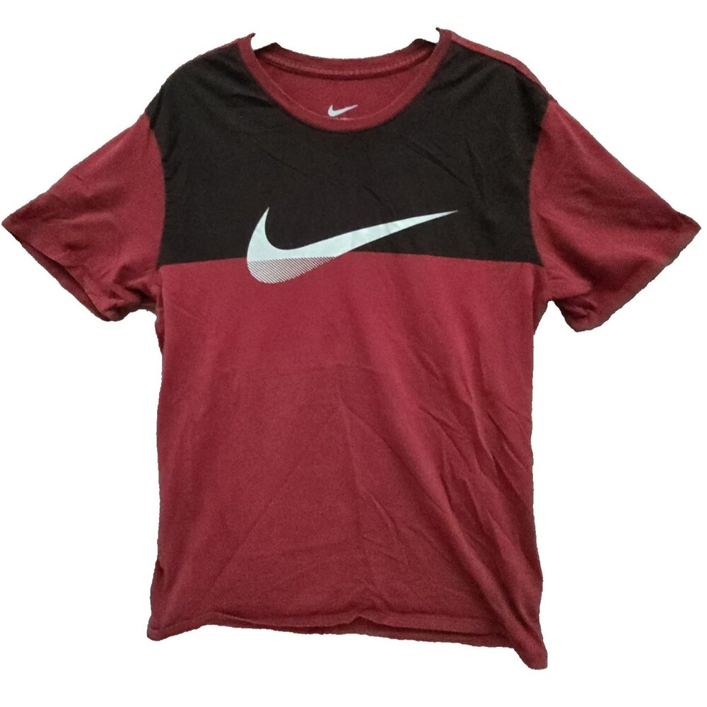 Nike T-Shirt Mens Large Red 2 Tone Short Sleeve Big Graphic Logo The Nike Tee